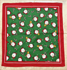 SANTA CLAUS BANDANA Red Green White Cotton 21" RN 52469 Bandanna Adult Pet New
