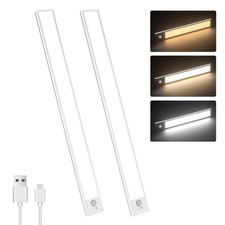 2pcs Strip Light LED Motion Sensor Wireless USB Rechargeable Cabinet Closet Bed