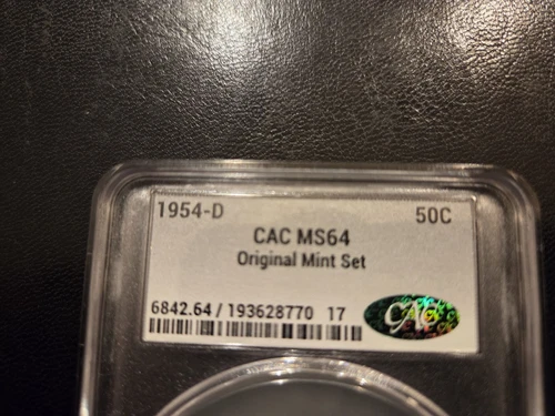 1954-D Franklin Half Dollar CAC GRADED MS64 Mint Set Coin Beautiful Toning