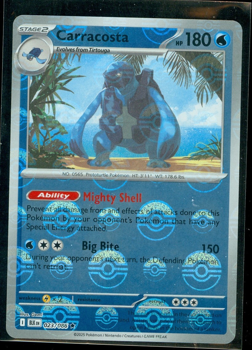 Pokemon CARRACOSTA 023/086 - Black Bolt - Poke Ball Pattern - MINT