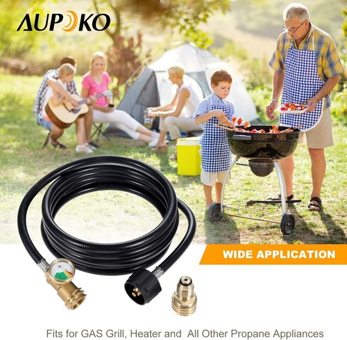 Aupoko 12 FT Propane Tank QCC1/Type Hose + Gauge + POL Adapters - Picture 2 of 7