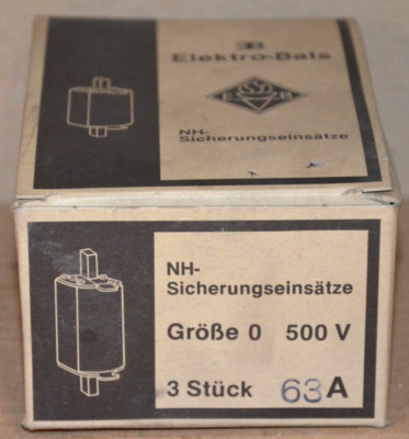 Elektro-Bals E BAMAT NH 0 Sicherungseinsatz 3 Stück NEU OVP