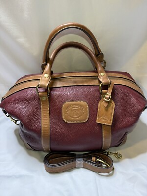 Vintage Ghurka Bag Minicav 585 Burgundy Leather Purse Plaid Lining