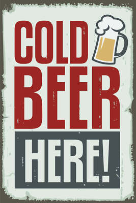 Blechschild 18x12 Cold beer here Bier Wand Deko Bar Kneipe Sammler Geschenk