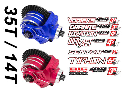 ALU Diff CASE 35T / 14T GEAR W. YOKE SET FOR 1/10 RC ARRMA BIG ROCK KRATON 3S 4S
