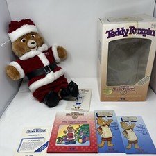 Teddy Ruxpin Worlds Of Wonder Vintage 1985 Original Box w Christmas Santa Outfit