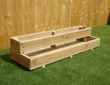 Two Tiered Garden Level Steps Wooden Timber Decking Planter Trough - 2ft 3ft 4ft