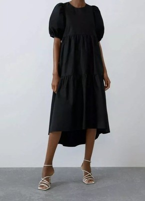zara black poplin dress