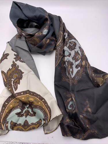 $128 Echo silk scarf rich paisley Ombré black 900 U - Picture 8 of 11