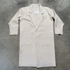Anrabess Cardigan Womens Size Large Beige Long Open Jacket Soft Long Sleeve