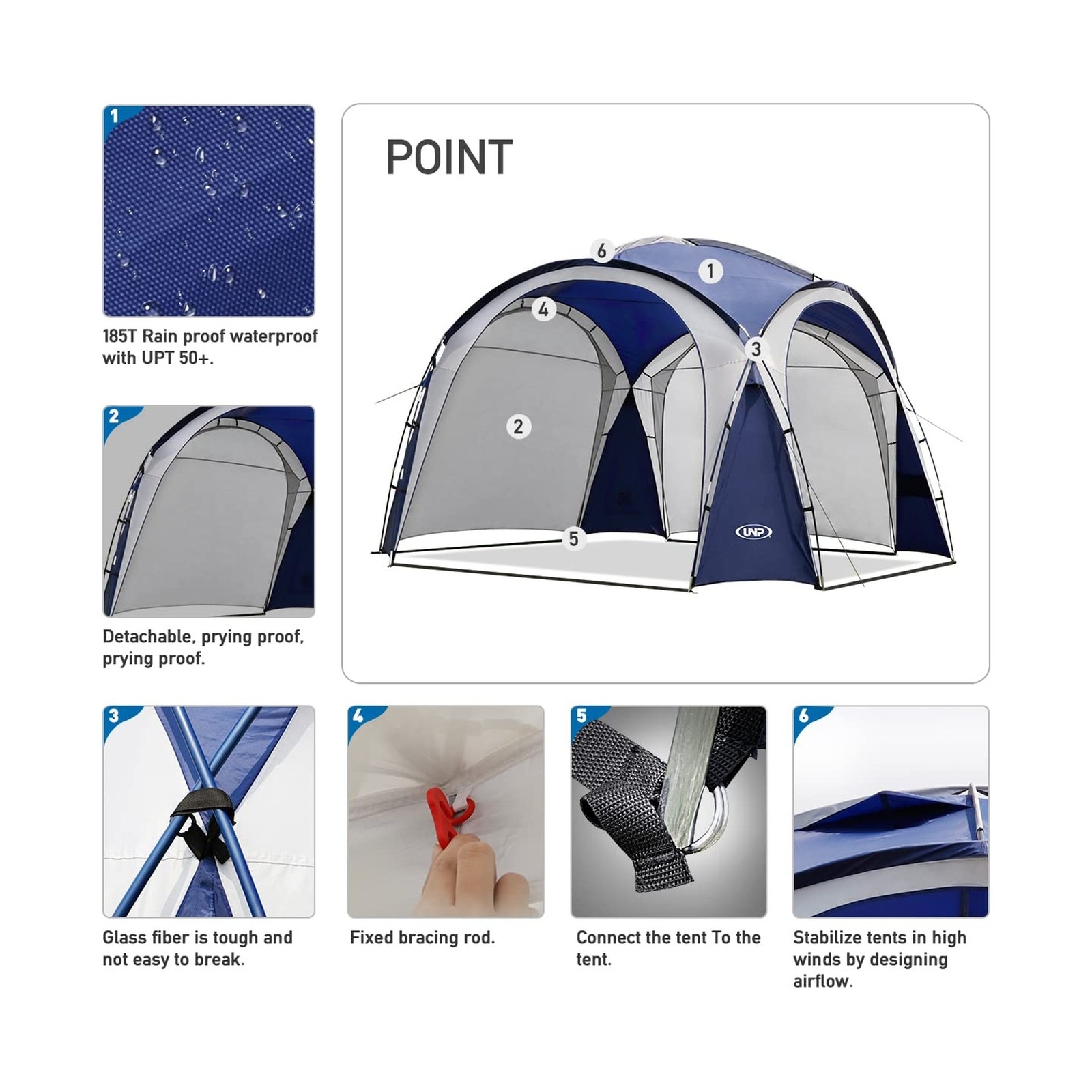 UNP Easy Beach Tent 12 X 12ft Pop Up Canopy UPF50+ Tent with Side Wall, Groun...