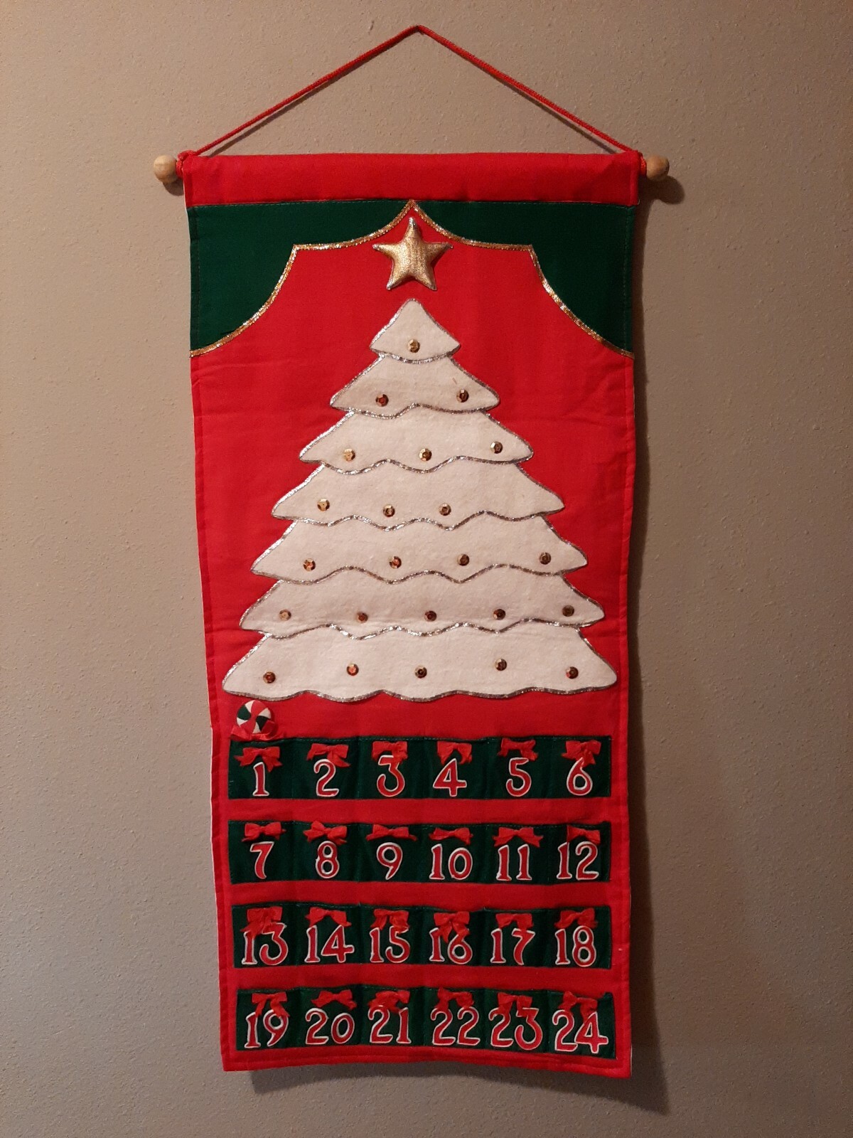 Vintage Fabric Advent Calendar Christmas Countdown Tree with Pockets  Lollipop | eBay
