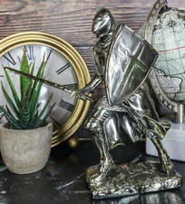 Ebros Holy Roman Empire Crusader Knight with Sword and Shield Statue 7" Tall