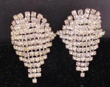 Vtg Pair of Musi Murray Simon Shoe Clips Prong Set Rhinestones Couture Cascade