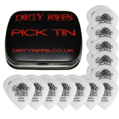 24 x Dunlop Tortex Flex Jazz 1,50 mm Gitarren-Plektren Gitarrenplektren in einer handlichen Plektren-Dose