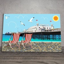 Brighton Pier Ceramic Tile Picture Plaque Nautical Sign Wall Art By Kate Pearson