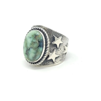 Kevin Yazzie リング Kevin Yazzie Navajo Sterling Silver Stars Band Ring White Mountain
