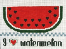 I Love the Watermelon Hand Painted Needlepoint Canvas
