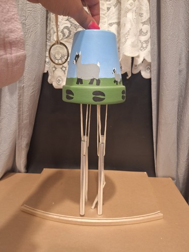 Keramik Ton Keramik Windspiel handbemalt Ziegen - Bild 2 von 9