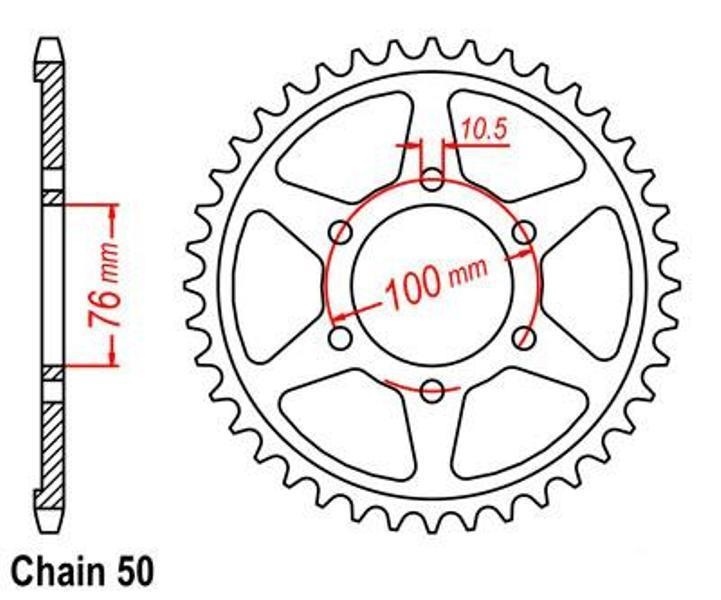 Couronne 44 dents pas 50 de transmission moto pour moto vintage Suzuki GSX 750 ES 1983 à 1986