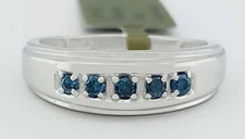 GENUINE BLUE DIAMOND RING 14K WHITE GOLD - New With Tag