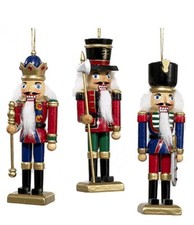 Kurt Adler Set of 3 Classic Wooden Nutcracker Christmas Ornaments-5"