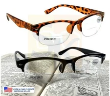 +125 to +400 Semi Rimless READERS Bifocal READING GLASSES SPRING HINGE MEN WOMEN