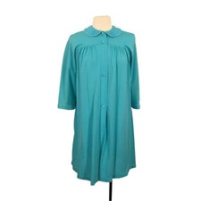 Lorraine Vintage Blue Button Front Robe, House Coat, MuuMuu, size M