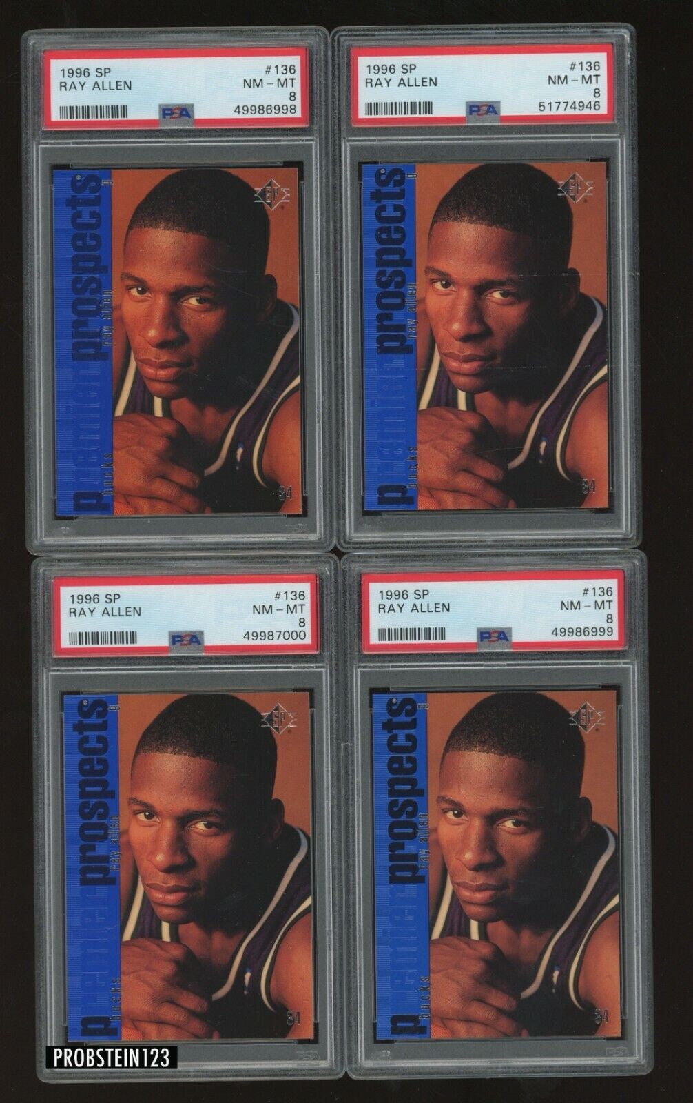 Investor Lot of 4 1996-97 SP Quality inspection San Francisco Mall #136 PS Rookie RC Ray Allen Bucks