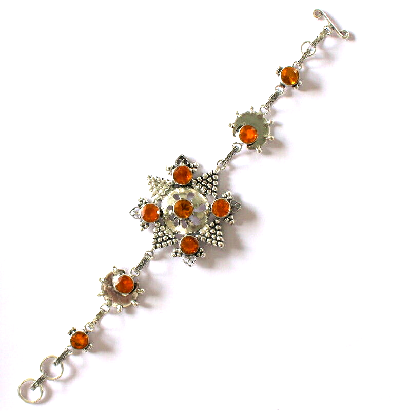 Handmade Golden Citrine Faceted Bracelet Jewelry 26.5g 8mm Natural Fashion-image