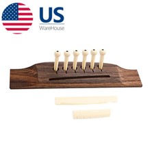Rosewood 6 String Acoustic Guitar Bridge with Saddle Nut 6Pcs Pins Abalone US
