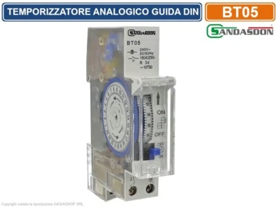 SANDASDON TEMPORIZZATORE ANALOGICO INTERRUTTORE ORARIO 1M MONTAGGIO SU BARRA DIN - 16A