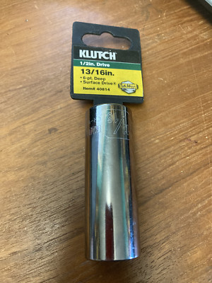 Klutch Deep Socket, SAE, 13/16in., 1/2in.-Drive, 6-Pt.