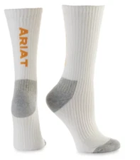 Ariat Men's White & Grey Cotton Crew, 3Pk Boot Socks