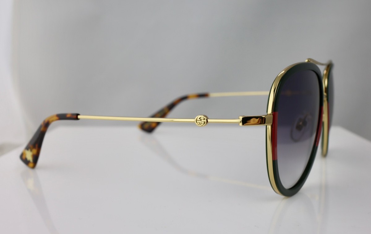 NWT Gucci GG0062S-003 Gold Green 57mm Sunglasses Gucci Sunglasses GG0062S 003 Gold Green Red Green Gradient  main image 4
