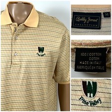 Bobby Jones Polo Shirt Mens Medium Yellow Pine Valley Golf Club Short Sleeve