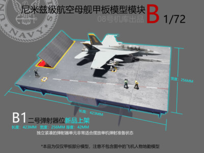 1/72 Nimitz Aircraft Carrier Deck Flame Baffle B1/B2 Model / Excluding Aircraft