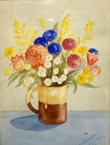 1940's SWEDISH FLORAL STILL LIFE Watercolour Painting I Holmback 1946 - Picture 2 of 6