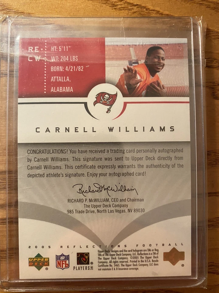 2005 Upper Deck Reflections Carnell Williams Rookie Signature 77/100 - Image 2 of 2