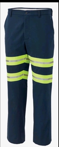 Men's Work Pants Enhanced Visibility Navy w/Yellow Trim, Aramark GP1252