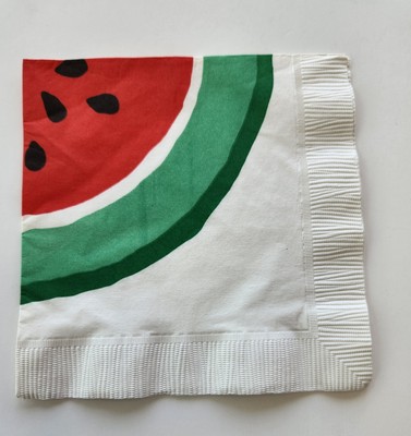 TWO Individual Paper Beverage Decoupage Napkins - Watermelon Slice