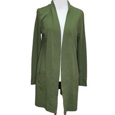 Isaac Mizrahi Live Essentials Olive Green Cardigan