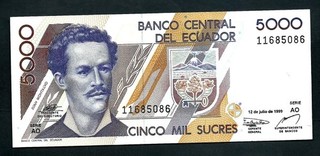 Ecuador (P128c) 5.000 Sucres 1999 UNC