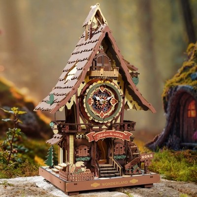 ROKR DIY Kuckucks Uhr Mechanische 3D Holz Puzzle Budding Spielzeug