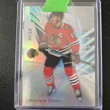 2020-21 UD SP Game Used True Base #/19 Jonathan Toews #73 BlackHawks Rare SSP