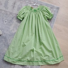 Southern Sunshine Kids St. Patrick's Day shamrock green smocked bishop dress Sz6