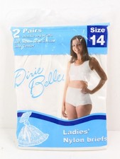 2 Dixie Belle Ladies Nylon Briefs Elastic Leg w/Cotton Lined Center Size 14 New