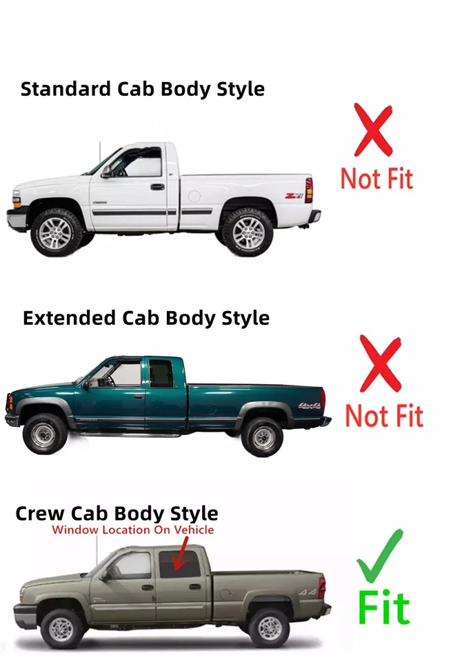 Fits 93-00 Chevy & GMC C/K 2500 3500 Pickup Driver Left Rear Door Window Glass - Изображение 3 из 4