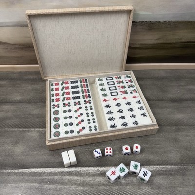 Mark and Graham Raffia Chinese Mahjong Game Set Flax Multicolor NWOB