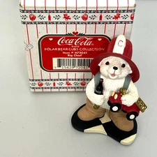 Vintage Coca-Cola Figurine, Polar Bear Cubs H72041 Fire Chief - 1996 - Rare